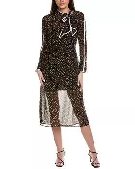 Платье миди с принтом Reiss Aria Spot, черный