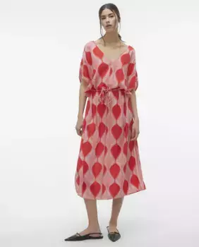 Платье миди с принтом Vero Moda, красный