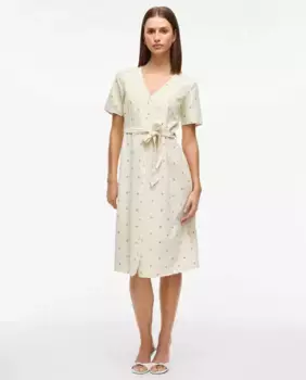 Платье миди с принтом Vila, бежевый