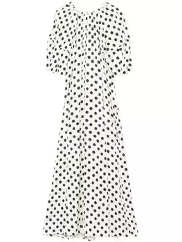 Платье миди с принтом в горошек MSGM, белый