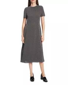 Платье миди с принтом в горошек Theory, черный