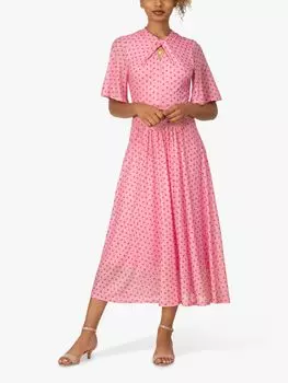 Платье миди с принтом в горошек Jolie Moi Danika, розовое