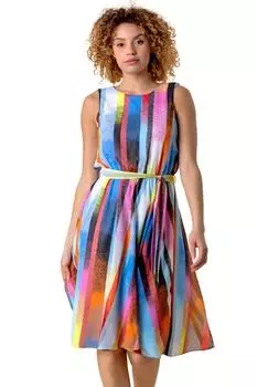 Платье миди с принтом в радужную полоску Roman, мультиколор