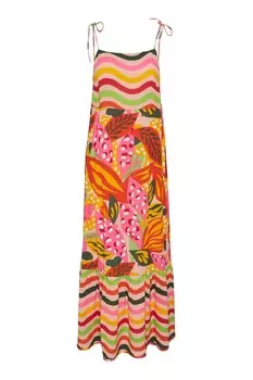 Платье миди с принтом в тропическую полоску, многоярусное Y.A.S, мультиколор