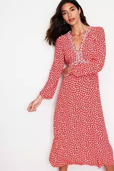 Платье миди с принтом в виде каймы Имельда Boden, красный