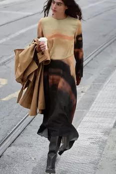 Платье миди с принтом ZARA, разноцветный