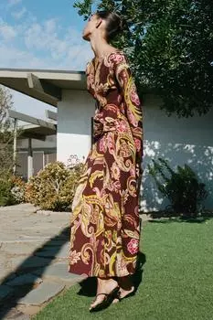 Платье миди с принтом ZARA, разноцветный