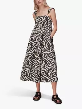 Платье миди с принтом зебры Whistles Mountain, Многоцветный