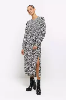 Платье миди с присборенным лифом River Island, черный