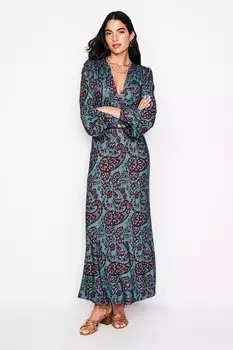 Платье миди с присборенным плющом Boden, синий