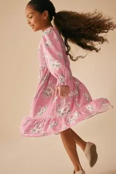 Платье миди с присборенным принтом и цветочным принтом Laura Ashley, розовый