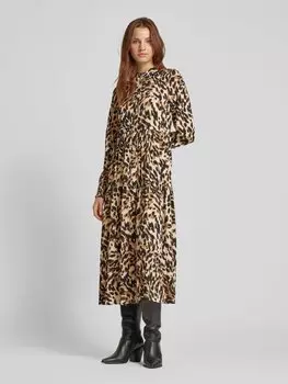 Платье миди с присборенными деталями, модель «ALIRA» YAS, светло-коричневый