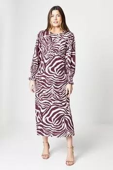 Платье миди с присборенными манжетами и ампирным швом Wallis, розовый