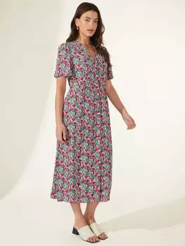 Платье-миди с присборенными плечами Ro&Zo, Фиолетовый/Мульти