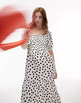 Платье миди с присборками Topshop