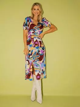 Платье миди с пуговицами спереди Little Mistress, Многоцветный