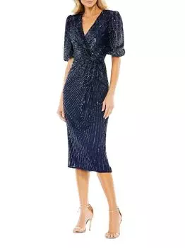 Платье-миди с пышными рукавами Mac Duggal