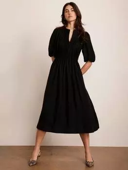 Платье миди с пышными рукавами Mint Velvet, черный