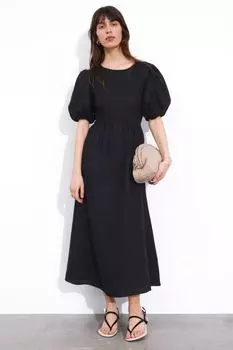 Платье миди с пышными рукавами & Other Stories, черный