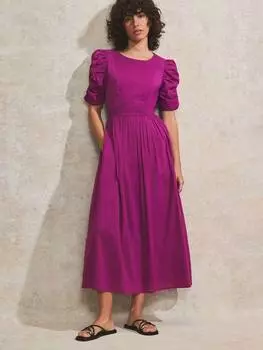 Платье миди с пышными рукавами Ro&Zo, розовый