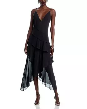 Платье миди с ярусами Sunniva L'AGENCE, черный