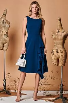 Платье миди с расклешенной юбкой и рюшами Jolie Moi, зеленый