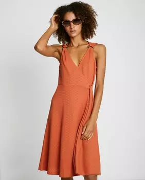 Платье миди с расклешенными бретелями Trucco, оранжевый