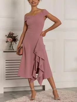 Платье миди с расклешенными оборками Jolie Moi Desiree, лиловый