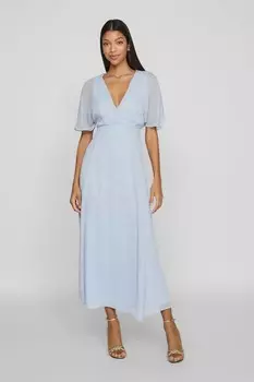 Платье миди с расклешенными рукавами для особых случаев Vila, синий