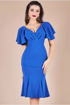 Платье миди с расклешенными рукавами и запахом спереди Goddiva, синий