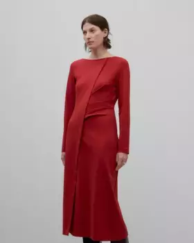 Платье миди с разрезом Adolfo Dominguez, красный