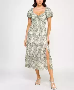 Платье миди с разрезом в форме сердца и рукавами-фонариками для подростков Trixxi, мультиколор