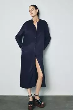Платье миди с разрезом ZARA, цвет Indigo