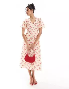 Платье миди с развевающимися рукавами и цветочным принтом & Other Stories