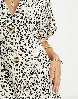 Платье миди с развевающимися рукавами и пуговицами ASOS DESIGN
