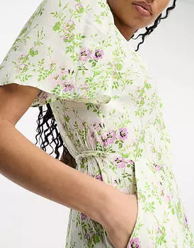 Платье миди с развевающимися рукавами и разноцветным цветочным принтом & Other Stories