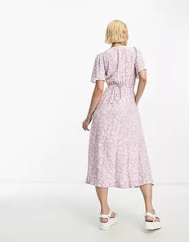 Платье миди с развевающимися рукавами и разноцветным цветочным принтом & Other Stories