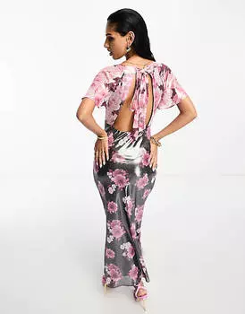Платье миди с развевающимися рукавами и завязкой на спине ASOS DESIGN