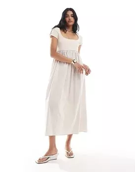 Платье миди с ребристым лифом ASOS DESIGN