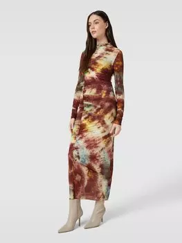 Платье миди с рисунком батик MAX&Co., бордовый