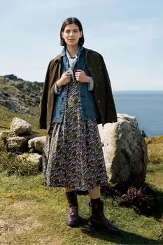 Платье миди с рукавами 3/4 и принтом «Мульти дикий букет» Seasalt Cornwall, черный