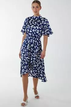 Платье миди с рукавами «Ангел» и оборками Blue Vanilla, синий