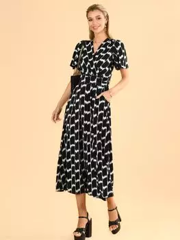 Платье миди с рукавами-ангелами Jolie Moi Halley, черный