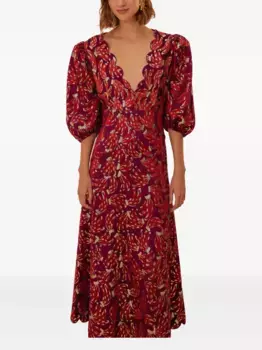 Платье миди с рукавами-буфами FARM Rio, красный