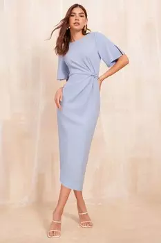 Платье миди с рукавами крылышками и узлом на заказ Friends Like These, синий