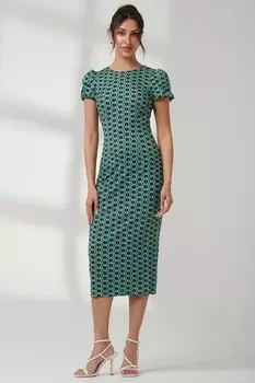 Платье миди с рюшами и облегающим кроем Jolie Moi, зеленый