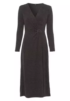 Платье миди с рюшами и пряжкой Zero, серый