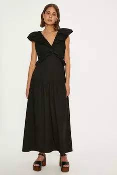 Платье миди с рюшами Oasis, черный