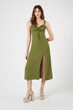 Платье миди с рюшами в форме сердца Forever 21, оливковый