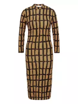 Платье миди с сетчатым принтом Proenza Schouler, нейтральный